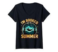Women's I'm Booked for The Summer Relaxing in Nature Reading V-Neck T-Shirt