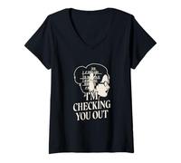 Womens I'm Checking You Out Funny Librarian Book Lover Pun V-Neck T-Shirt
