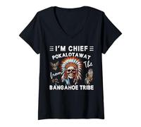 Women's I'm Chief Pokalotatwat from The Tribe Native Indigenous V-Neck T-Shirt