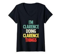 Women's I'm Clarence Doing Clarence Things Fun Personalized Name Cla V-Neck T-Shirt
