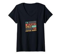 Womens Im Creating Space for Spiritual Growth Mindful Meditation V-Neck T-Shirt
