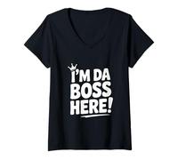 Women's I'm Da Boss Here! Funny Office Humor for Leaders V-Neck T-Shirt