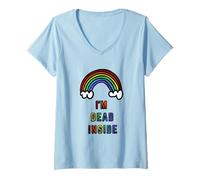 Womens I'm Dead Inside Shirt | Funny Rainbow T-Shirt V-Neck T-Shirt