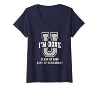 Womens I'm Done University Retired 2026 Teacher Retirement Dept Gag V-Neck T-Shirt