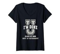 Womens I'm Done University Retired Class of 2026 Retirement Dept V-Neck T-Shirt