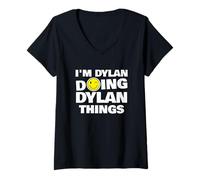 Womens I'm Dylan Doing Dylan Things, Funny Name-Personalized Humor V-Neck T-Shirt