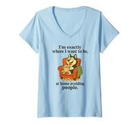 Womens I'm Exactly Where I Want to be at Home avoiding People V-Neck T-Shirt