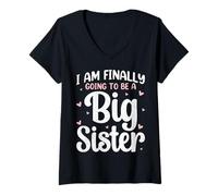 Womens I'm Finally Going to Be A Big Sister - Big Sis Announcement V-Neck T-Shirt