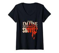 Womens I'm Fine, Can I Borrow Your Shovel? Bloody Halloween Costume V-Neck T-Shirt