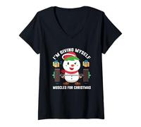 Womens I'm Giving Myself Muscles for Christmas V-Neck T-Shirt
