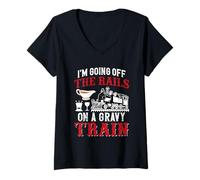 Womens I'm Going Off The Rails On A Gravy Train V-Neck T-Shirt
