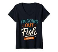 Womens I'm Going Out to Fish John 21 3 - Vintage Christian V-Neck T-Shirt