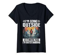 Women's I'm Going Outside So If Anyone Asks I'm Outstanding V-Neck T-Shirt
