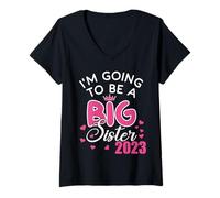 Women's I'm Going to BE A Big Sister 2023 Pregnancy Announcements V-Neck T-Shirt