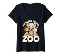 Women's I'm Going to The Zoo Cute Animal Squad V-Neck T-Shirt
