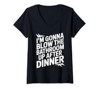 Womens I'm Gonna Blow The Bathroom Up After Dinner Funny IBS V-Neck T-Shirt