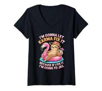 Women's I'm Gonna Let Karma Fix It Because If I Fit it I'm Going to V-Neck T-Shirt