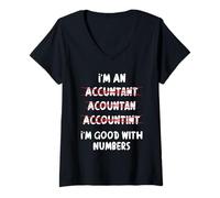 Womens I'm Good With Numbers Funny Grammar Accountant V-Neck T-Shirt