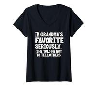 Womens I'm Grandma's Favorite Seriously She Told not to Tell Others V-Neck T-Shirt