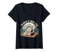 Womens I'm Great at Small Talk Social Conversation Humor - V-Neck T-Shirt