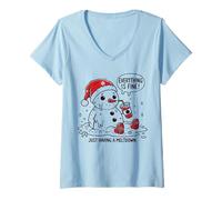 Womens I'm Having a Meltdown Funny Snowman V-Neck T-Shirt