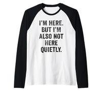 Womens I'm Here But Also Not Here Funny Introvert Humor Gift Raglan Baseball Tee