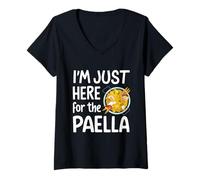 Womens Im Here for Paella Spanish Rice Dish Foodie Humor Paella Pan V-Neck T-Shirt