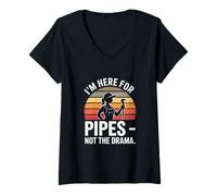 Women's I'm Here for Pipes Not The Drama Plumbing V-Neck T-Shirt