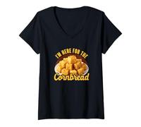 Womens I'm Here for The Cornbread Funny Foodie Southern Cookout V-Neck T-Shirt