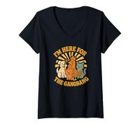 Womens I'm Here for The Gangbang Outrageous Funny Vulgar Raunchy V-Neck T-Shirt