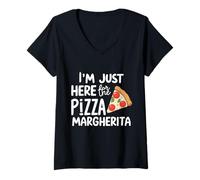 Womens I'm Here for The Pizza Margherita Italian Tomato Pizzeria V-Neck T-Shirt