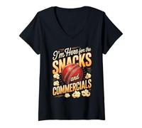Women's I'm Here for The Snacks and Commercials Cricket Game V-Neck T-Shirt