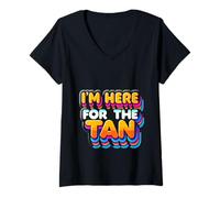 Womens I'm Here For The Tan Summer Tourist Beach |||---- V-Neck T-Shirt