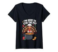 Womens I'm Here to Stir The Pot Funny Cooking Lover Pun Men Women V-Neck T-Shirt
