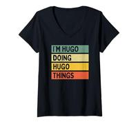 Women's I'm Hugo Doing Hugo Things Funny Personalized Quote V-Neck T-Shirt