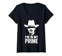 Womens I'm in My Prime Western Cowboy Outlaw Mustache V-Neck T-Shirt