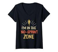 Womens I'm in The No-Sprint Zone Training Cardio Fitness Zone 2 V-Neck T-Shirt