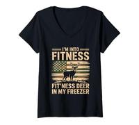Womens I'm Into Fitness Deer Hunting Humor For Outdoor Lovers V-Neck T-Shirt