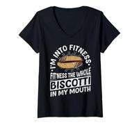 Womens Im into fitness - fit'ness the whole biscotti in my mouth V-Neck T-Shirt