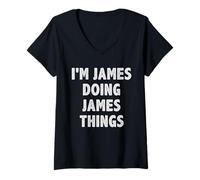 Womens I'm James Doing James Things - Funny Gift for James Name V-Neck T-Shirt