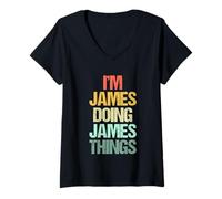 Womens I'm James Doing James Things - Funny Saying Cool Name James V-Neck T-Shirt