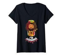 Womens I'm Jamming Reggae Cute Design V-Neck T-Shirt