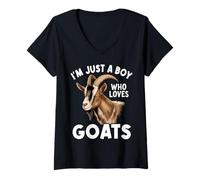 Womens I'm Just A Boy Who Loves Goats Animal Farmer V-Neck T-Shirt