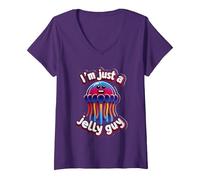 Women's I'm Just A Jelly Guy Jealous Pun Sweet Joke ||- V-Neck T-Shirt, Purple, Medium