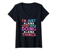 Women's I'm Just Alaina Over Here Doing Alaina Things Name V-Neck T-Shirt