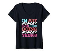 Womens I'm Just Ashley Over Here Doing Ashley Things Name V-Neck T-Shirt