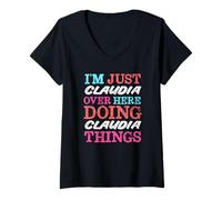Womens I'm Just Claudia Over Here Doing Claudia Things Name V-Neck T-Shirt