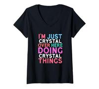 Women's I'm Just Crystal Over Here Doing Crystal Things Name V-Neck T-Shirt