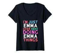Women's I'm Just Emma Over Here Doing Emma Things Name V-Neck T-Shirt