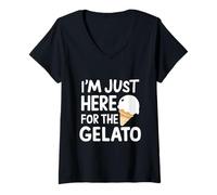 Womens I'm Just Here for Artisan Vanilla Gelato Italian Ice Cream V-Neck T-Shirt